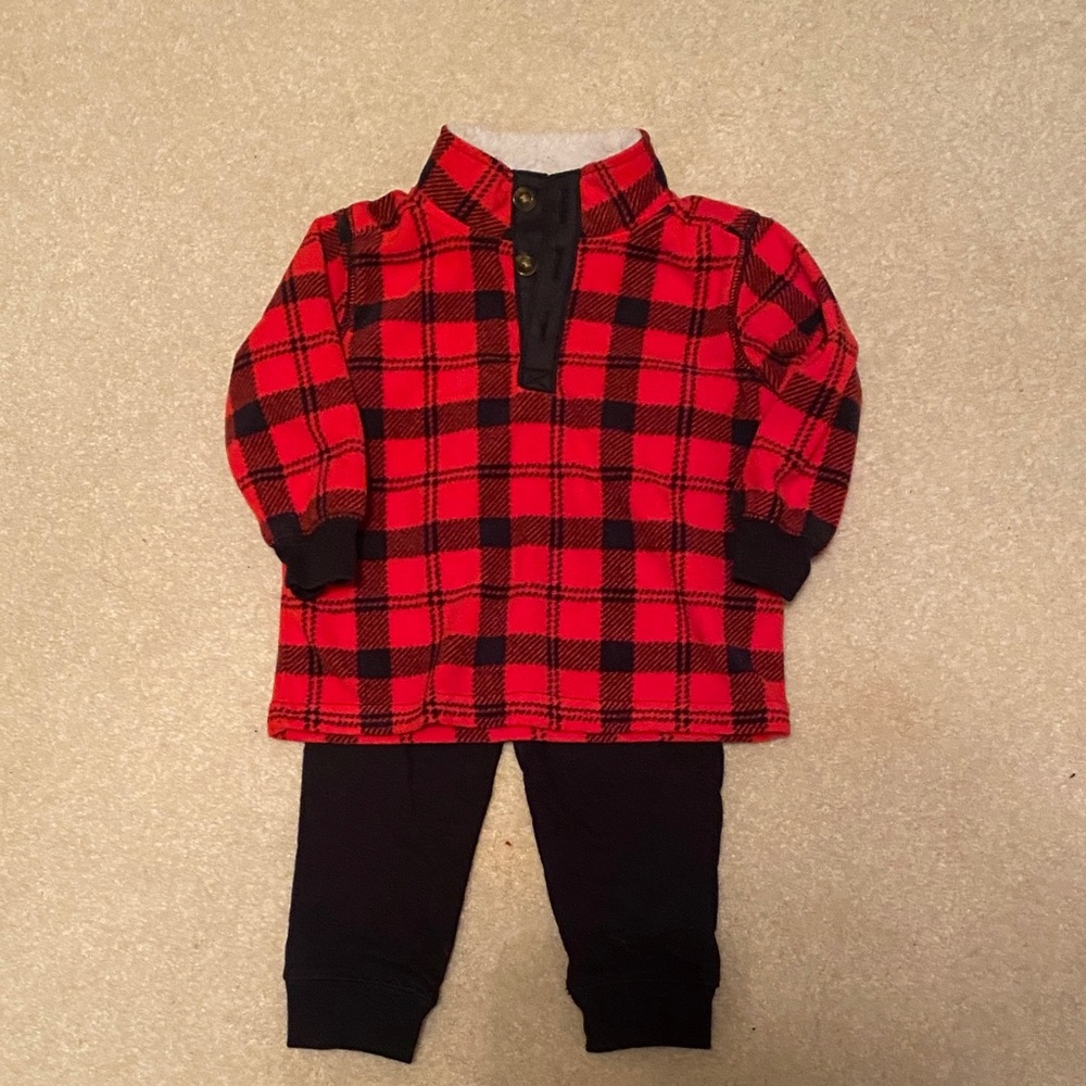 Carter's Red and Black Plaid Kids Matching Set